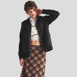 Members Only washed satin boyfriend jacket black bomber flight